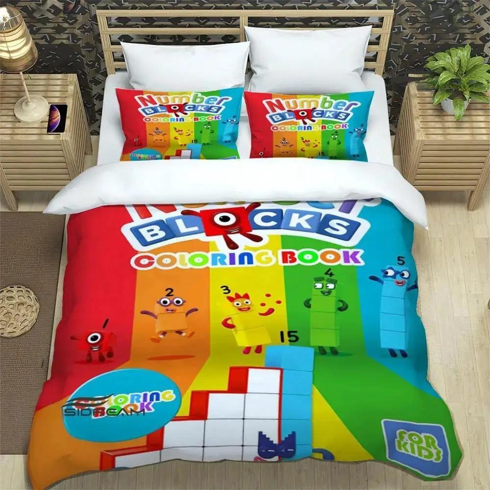 N-Zahlenblöcke Cartoon-Druck Bettwäschesets Exquisites Zubehörset Bettdeckenbezug Bettdecke Set Bettwäscheset Luxus Geburtstagsgeschenk