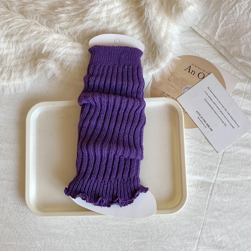 Girls' Angora Red Lace Knit Leg Warmers - Chunky Mid-Calf Socks for Spring, Autumn, and Winter