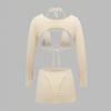 New Bikini European And American Sexy Babes Swimsuit Long-Sleeved Blouse Short Skirt Bikini Four-Piece Set
