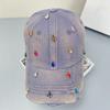 Creative Colorful Rhinestones Baseball Cap Distressed Design Solid Color Full Rhinestone Baseball Hat Duckbill Hat Fashion