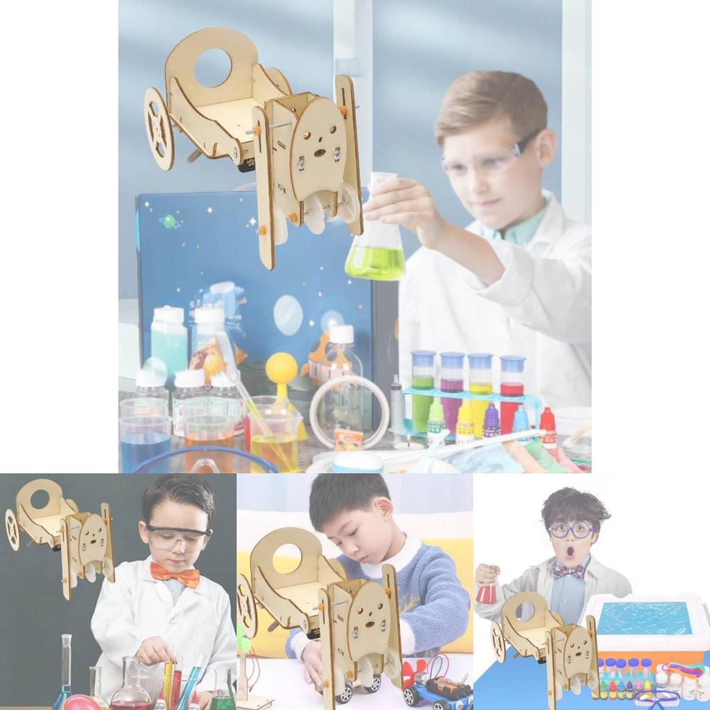 Wooden Diy Robot Pull Car Creative Science Experiment Toy For Grade 5 Students Steam Education