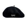 Retro Winter Wool Berets Hat Bowknot Felt Berets Fashion Plain Cap  for Women