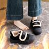 Winter 2026 New Velvet Genuine Leather Beanie Shoes Women Flat Large Size Women Casual Shoes Women Sneakers