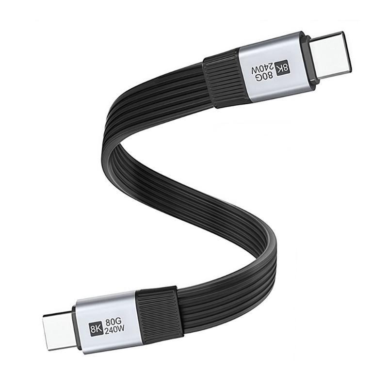 Silicone USB C To USB C Cable 80Gbps 8K@60Hz 240W Fast Charging Data Cord Video Cable for Smartphone Laptops