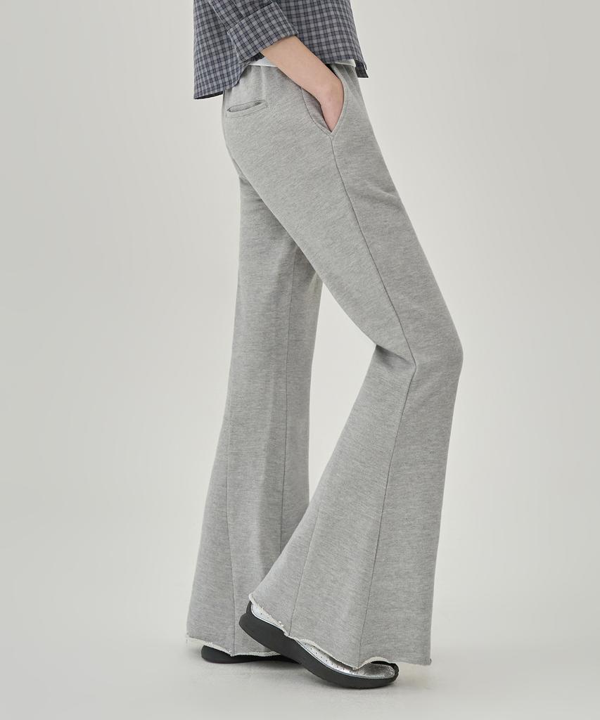 TOFFEE WOMEN W Incision Flare Sweatpants (Melange Grey)