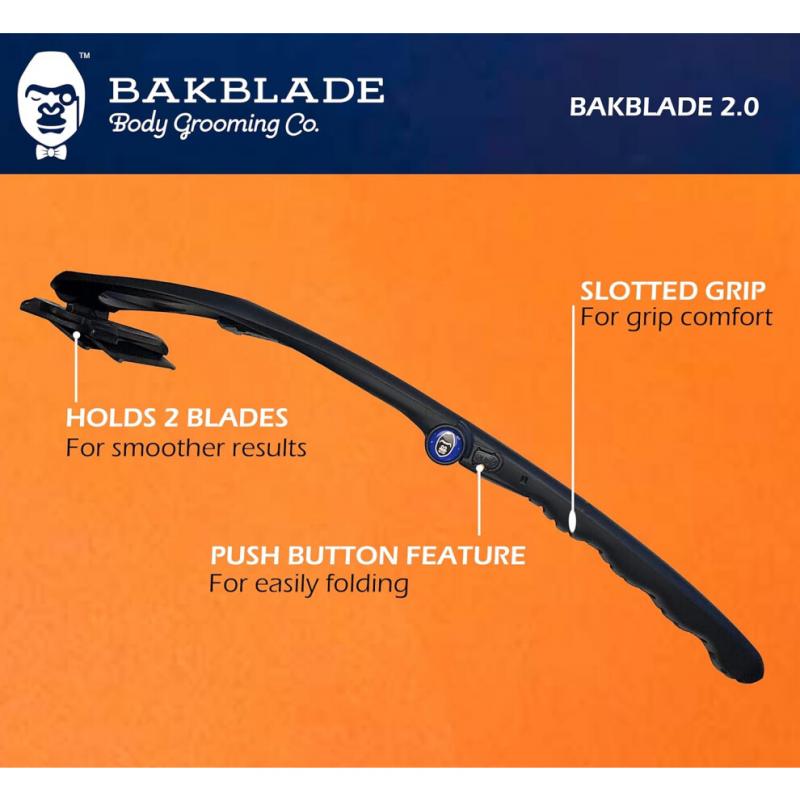 Afeitadoras de Espalda Bakblade 2.0 para Hombres | Afeitadora de Pelo DIY, Tecnología de Cuchilla Segura y Mango Ergonómico, Afeitado en Seco y Húmedo
