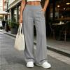 Women's Color Wide Leg Pants with Pockets Casual Loose Fit Straight Leg Trousers for Everyday Wear