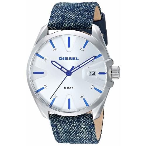 

Diesel Men s MS9 Three-Hand Date Silver-Tone Stainless Steel Watch DZ1891, Quartz Movement.