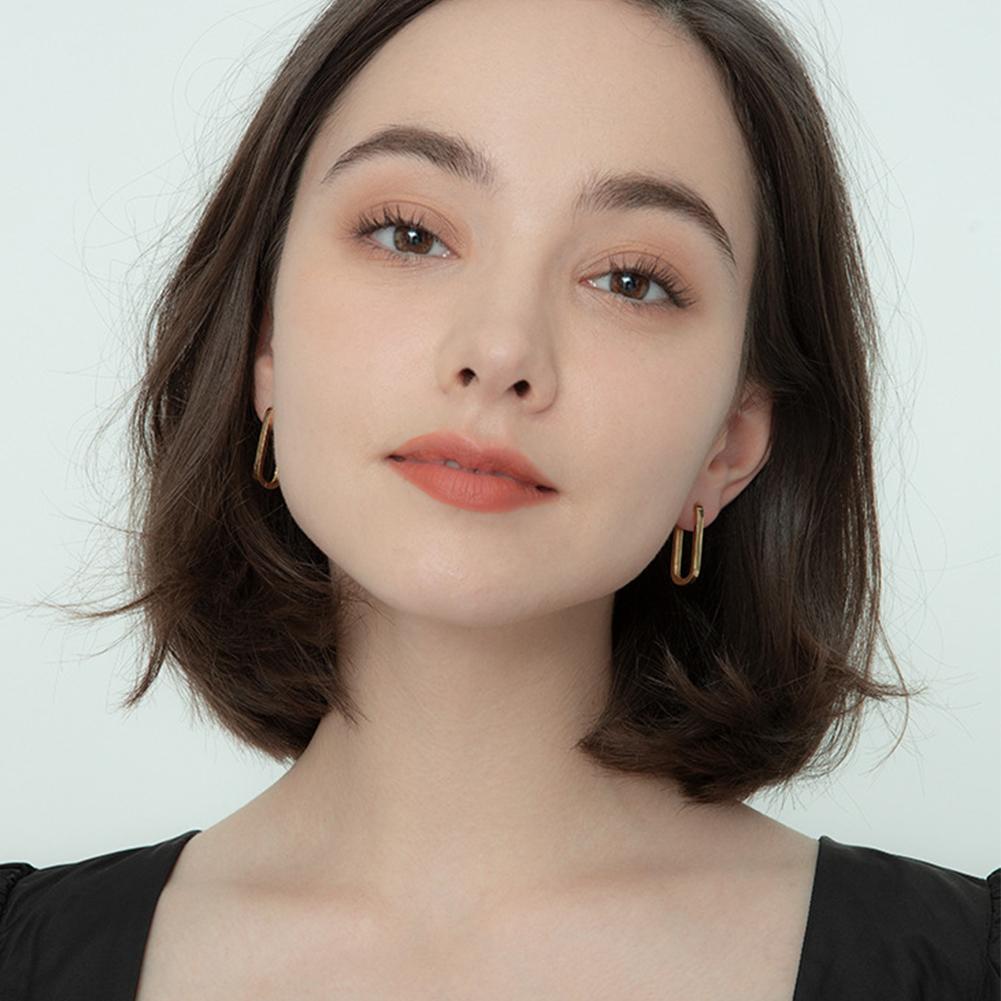 Geometric Square Earrings Hoop Earrings Rectangular Lock Buckle Pierced Ear Fashionable Jewelry Accessories Delicate Wear Ear For Party