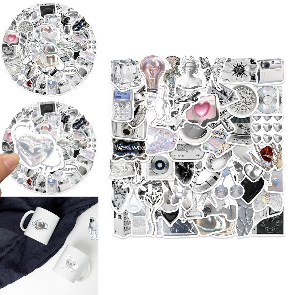 Premium Silver Sulfate Sticker 66 Pieces Of High-quality Pvc Waterproof Decals For Diy Guitar Phone Skateboard And Bicycle Adhesive And Stylish