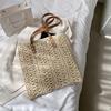 Quadratische Hohlstroh Strandtasche Handgeflochtene Umhängetasche Raffia Rattan Einkaufs-Reisetasche Bohemian Sommerurlaub Lässige Tragetasche