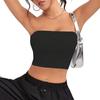 Women Ribbed Vest High Elasticity Anti-slip Bandeau Strapless Sleeveless Backless Tank Top Sweat Absorption Quick-drying Cropped Top