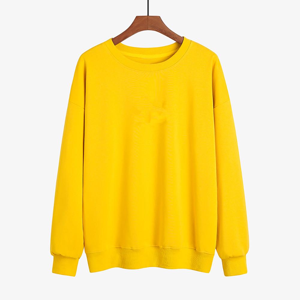 Women's 2023 Autumn/Winter Loose Fit Plus Velvet Round Neck Solid Color Hoodie