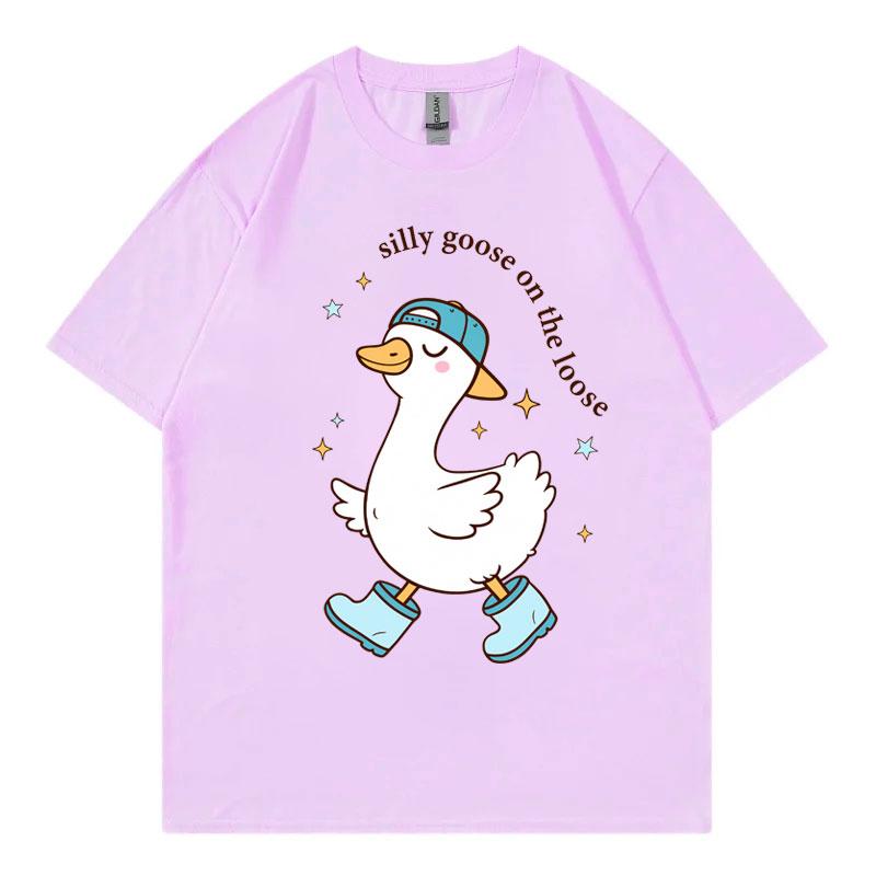 Silly Goose On The Loose Boy Funny Meme T Shirt Harajuku Y2k Style Short Sleeve Tshirt Unisex Unisex Casual Loose Cotton Tshirts