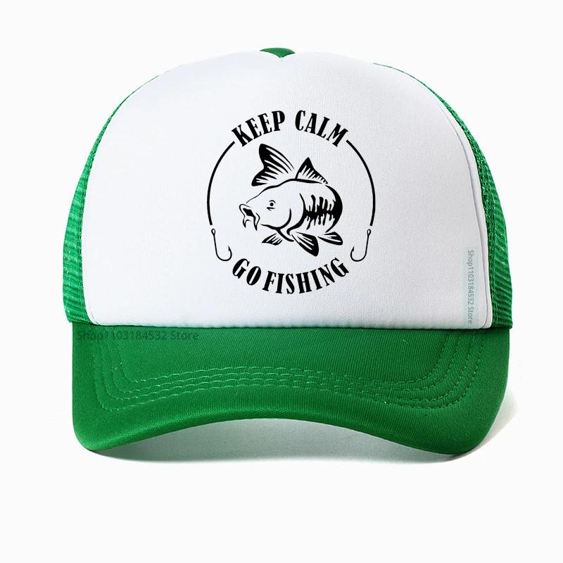 Keep Calm Go Fishing Unisex Baseball Cap High Quality Unisex outdoors hunting Fishing hat summer Mesh Sun Hat Spring Autumn visor Caps