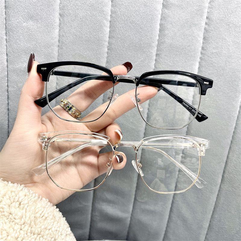 Square Half Frame Glasses Unisex Women Men Myopia Eyewear Prescription Optical Diopter 0 To -4 0