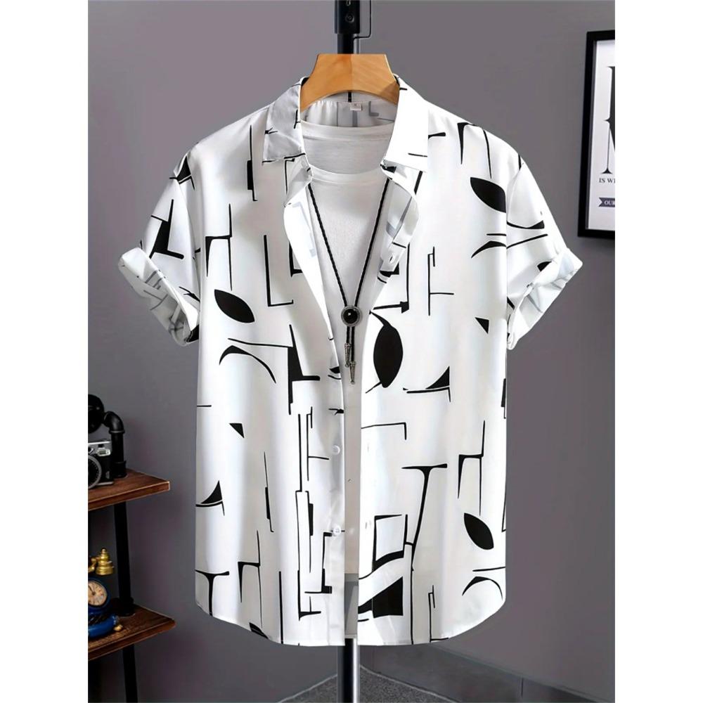 Simple Men s 3D Printed Fashion Short-Sleeved Beach Sport Shirt Citizen Short-Sleeved Shirt for Men S