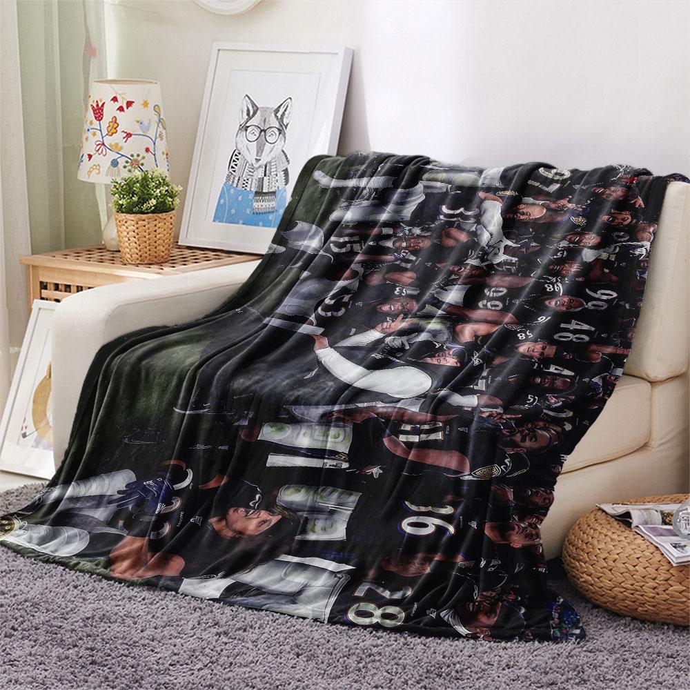 BAL Ravens Printed Flannel Blanket, soft throw for bedroom sofa, washable, fan merchandise, great gift.