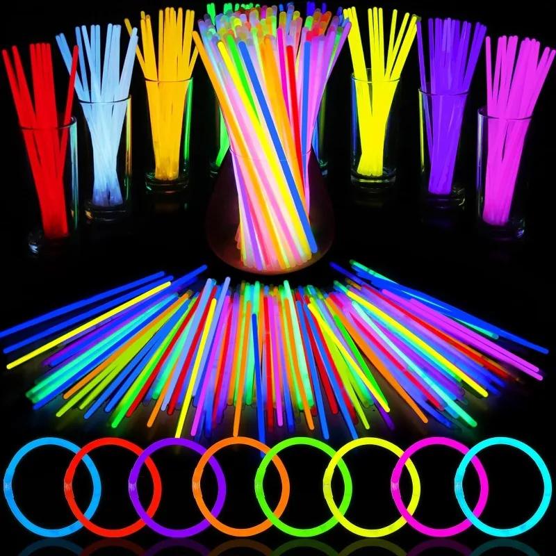 50/100Pcs Fluorescence Sticks Party Multicolor Glowing Stick Bright Colorful Light Bright Bendable Glow Bracelet Party Supplies