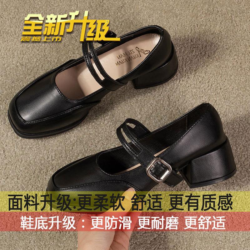 

French temperament high heels with skirt evening sandals women s 2025 spring and autumn new retro thick heel Mary Jane single shoes 35