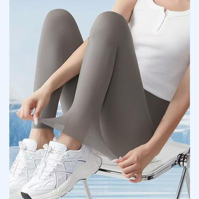 Pantalon de requin en peau de glace pour femme, nouveau vêtement d'extérieur d'été, pantalon de protection solaire en soie glacée, pantalon de yoga ultra-mince pour le contrôle du ventre et le levage des fesses