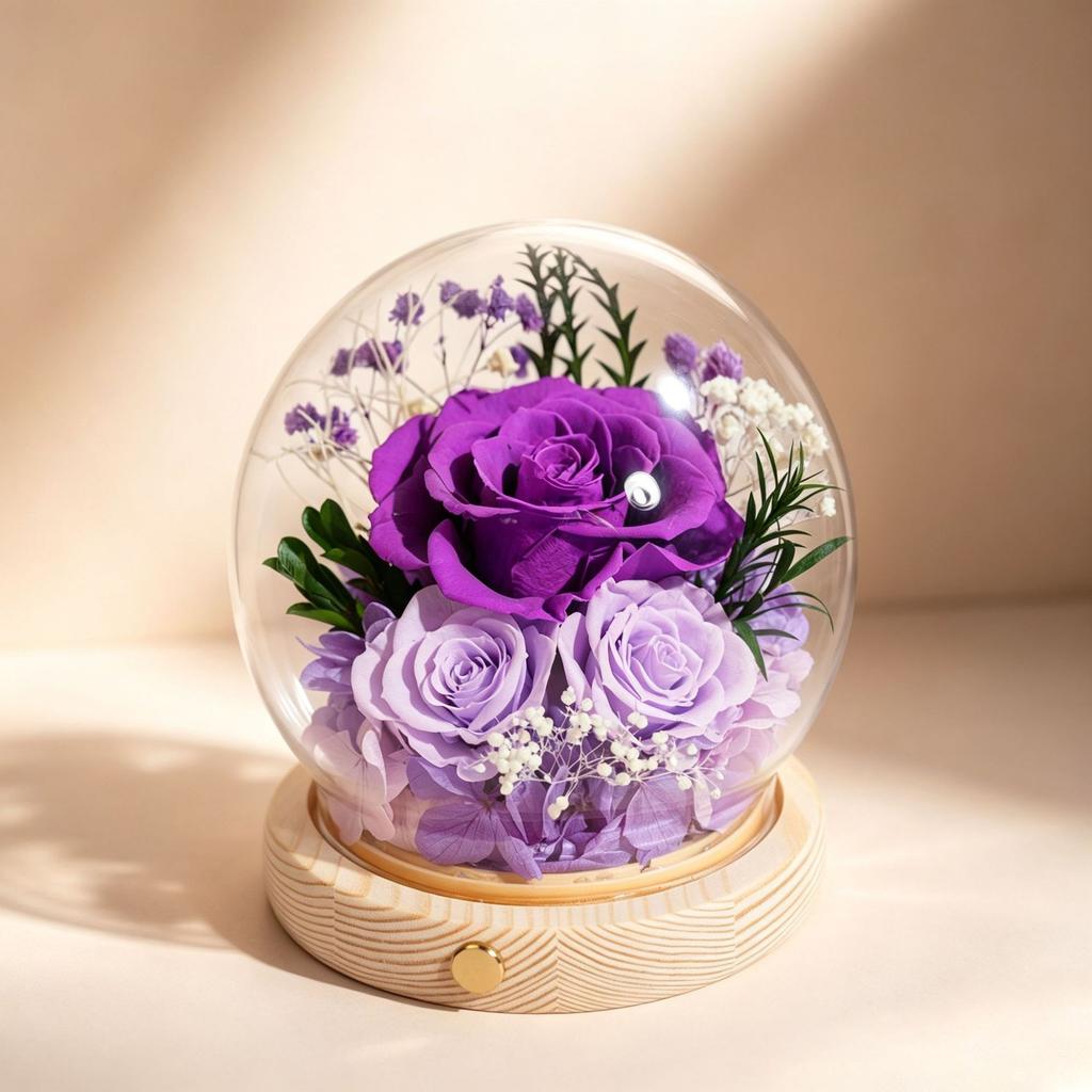 Glass Cover Eternal Flower Gift Box Finished Product 110 Qixi Festival Valentine's Day Gift Birthday Enterprise Purchase Can Be DIY