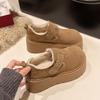 Sponge Cake Bag Head Thick-soled Birkenstocks Women's Velvet Small People Increase In Height, Warm Fluffy Shoes Cotton Shoes Increase In Velvet