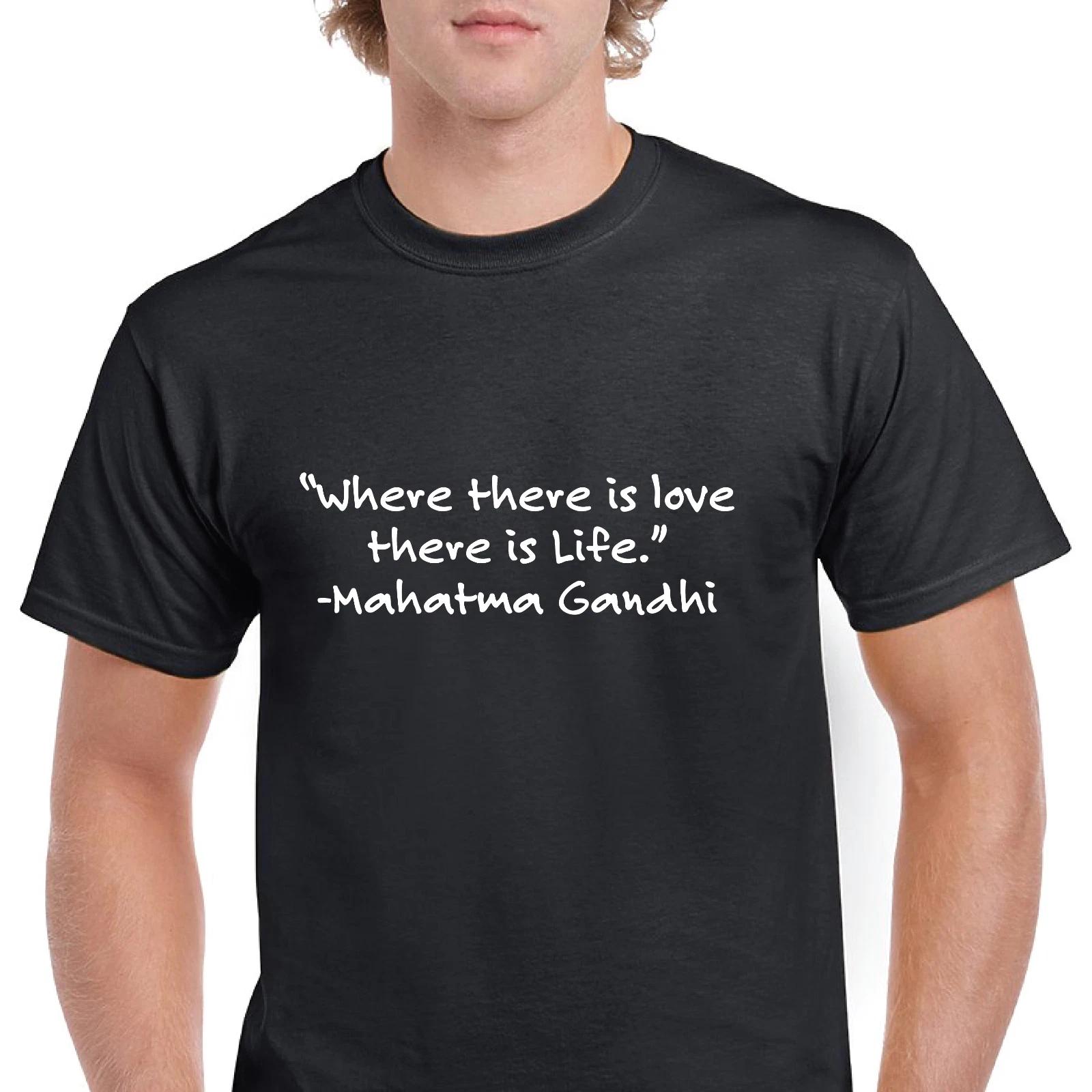 Mahatma Gandhi Inspirational Love Life Quote Business Cotton T-Shirt Black Solid 3XL