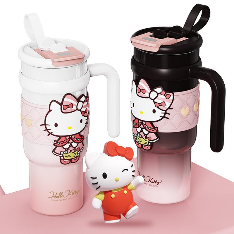 Cartoon Water Cup Large Capacity Vacuum Insulation Stainless Steel Clamshell Straw Environmental Cute Design