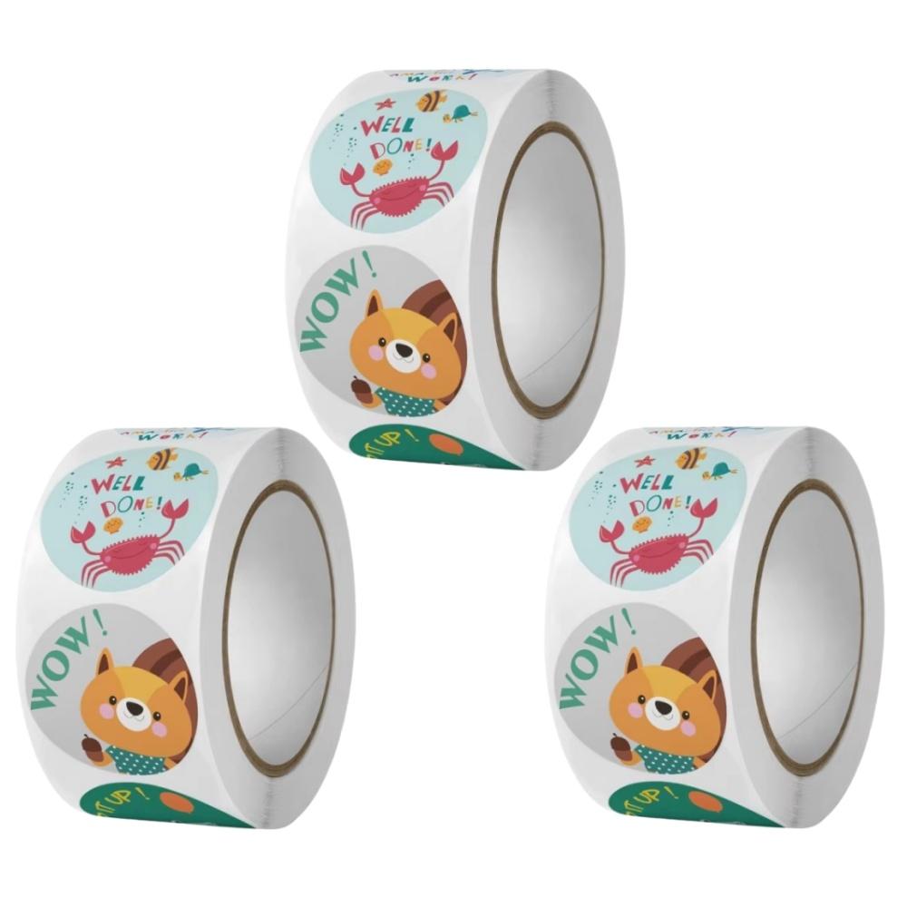 500pcs/roll Animal Cartoon Stickers Cute Round Patterns Sealing Paster for School Reward Teacher Supplies Photocard Decor Lables