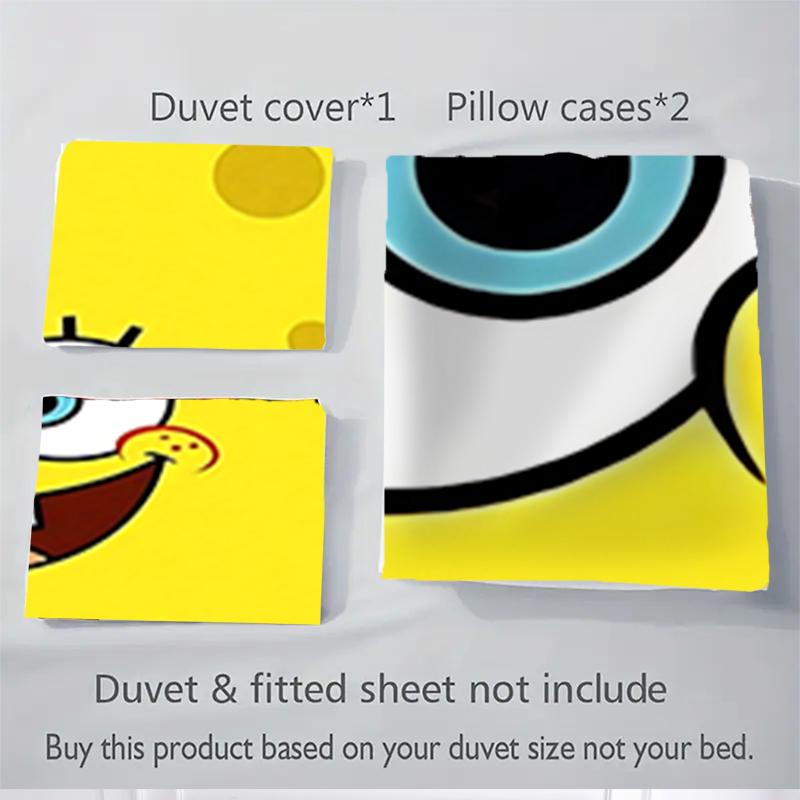 3Pcs Spongebob Squarepants Face Bedding Sets For All Sizes New 3D Printed Bed Cover Comforter Duvet Cover Pillowcase Bedroom Decoration