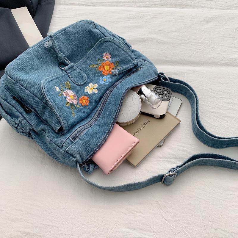 Denim Women's Backpack - Large Capacity Travel Crossbody Bag, Shoulder Bag