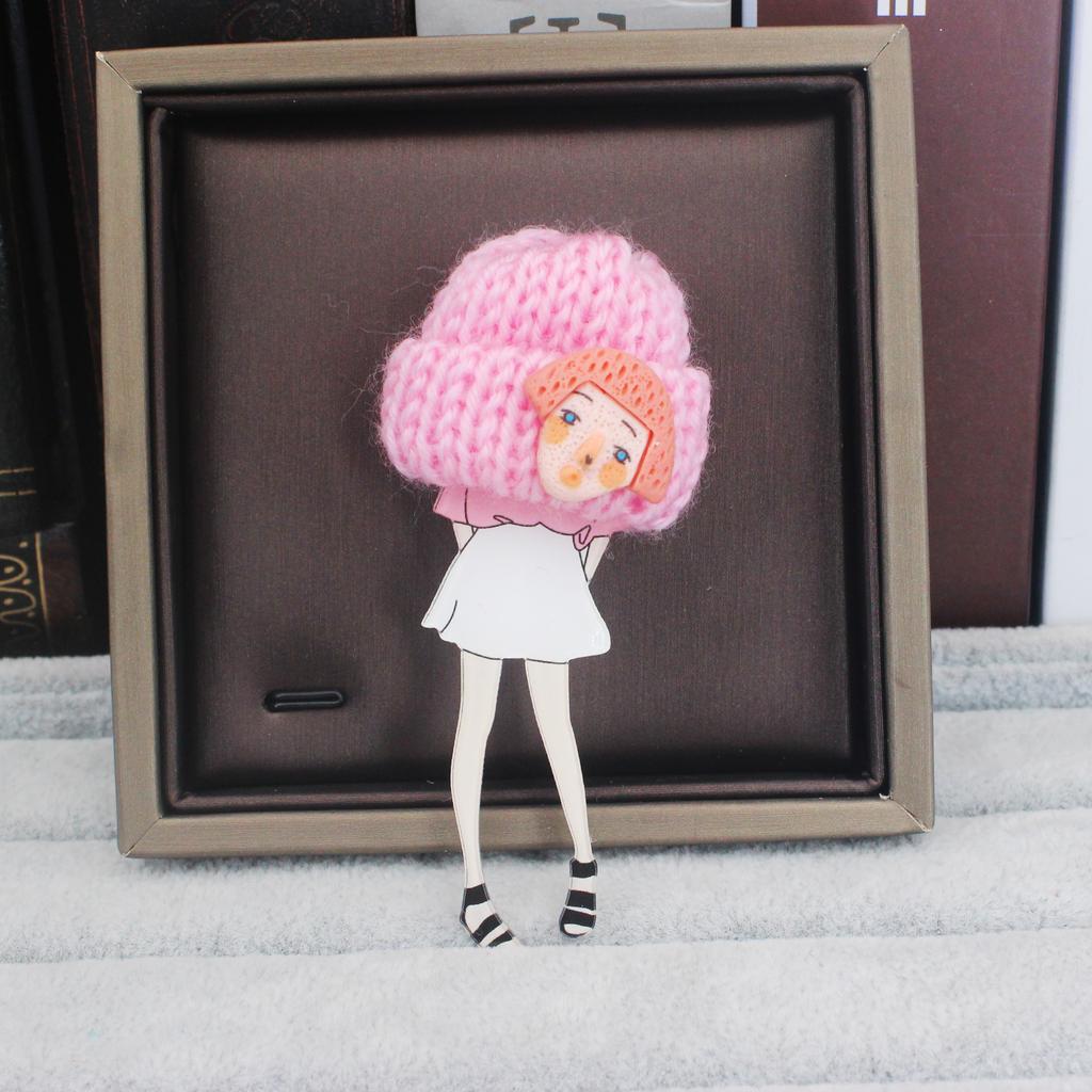 Girl Cute Brooch Wool Hat Badges Big Handmade Fashion Lovely Funny Brooches For Woman Harajuku Style Lapel Pins Lover Mom Gifts