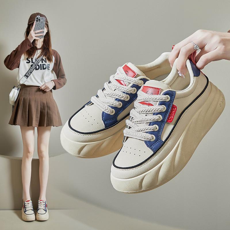 

«Весна 2024, корейские белые кроссовки на платформе для студенток HB1393» 36 чёрный