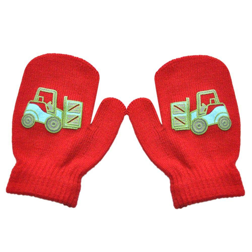 2 Pairs Thick Full Finger Toddler Boys Girls Thick Warm Knitted Gloves Mittens Cute