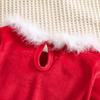 Kids Girls Mesh Velvet Patchwork Christmas Dress Santa Claus Costume Baby Dress Up Party Dress Outfits
