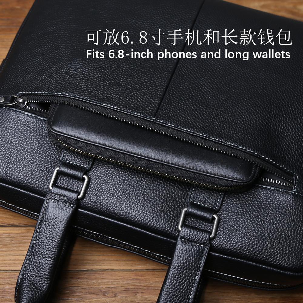 NZPJ Genuine Leather Men Briefcase Top-Grain Cowhide Business Handbag Casual Shoulder Crossbody Bag Suitable For 15-inch Laptops