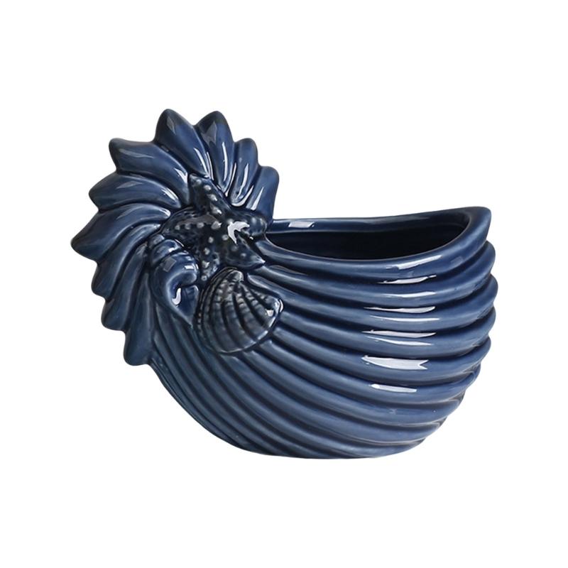 Ceramiczny Świecznik w Kształcie Muszli do Wystroju Domu Motyw Oceaniczny Doniczka na Sukulenty Miniaturowa Doniczka Dekoracyjny Pojemnik