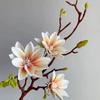 3 Heads Artificial Magnolia Flower Multicolor Accessories Faux Lotus Flower Green Leaves Yulan Flower Simulation Flower Stem