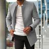European Size Men's Spring/Fall Slim Fit Woolen Coat - Solid Color Youth Suit