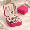 Zippered Leather-Material Jewelry Storage Case with Lid Hooks, Interior Pocket, Ring Rolls, and Removable Dividers