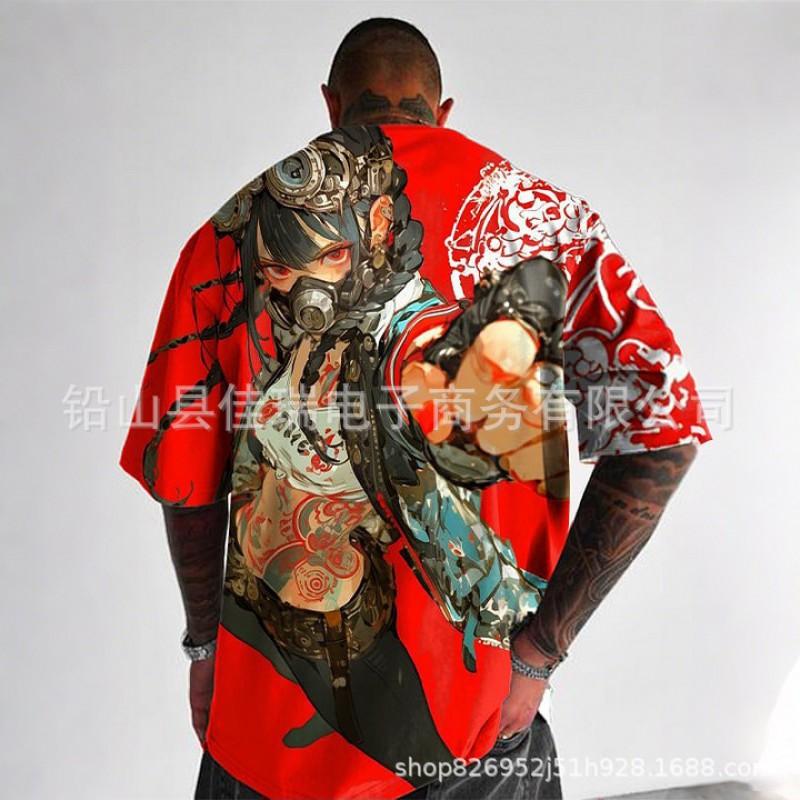 Mens Loose Fit Short Sleeve T-Shirt With 3D Digital Print Breathable Cotton Blend Sports Casual Wear