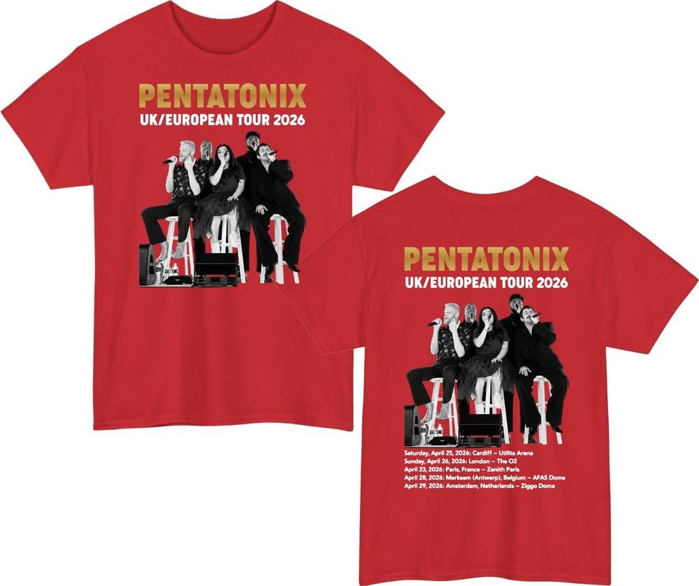 Pentatonix UK European 2026 Tour Dates TShirt Retro Music Fan Gift Unisex Tee S