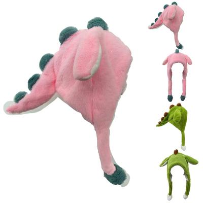 Chapéu de Pelúcia de Dinossauro de Desenho Animado de Inverno, Um Chapéu Fofo com Orelhas que se Movem Quando Apertadas