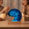 Resin Night Light with Wooden Base Corded Astronaut Compact Lamp for Kids,