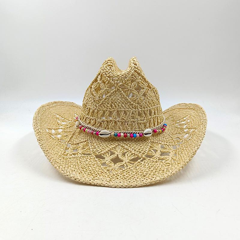 Hand-woven hollow denim straw hat men's and women's summer sunscreen hat western cowboy straw hat sombrero mujer sombrero hombre