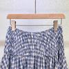 Seaside Blue & White Plaid Beaded Camisole Top + High-Waisted Skirt Set
