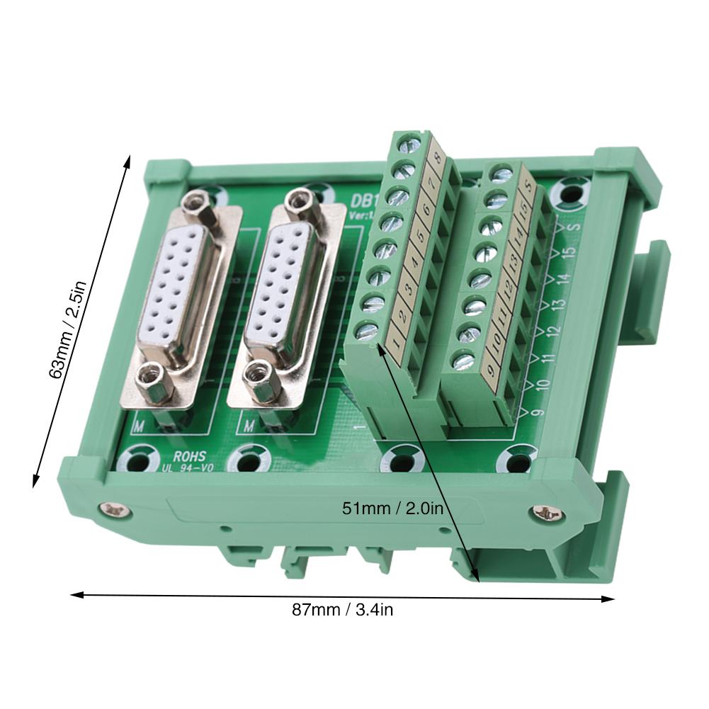 DB15-M6 Double Female  DIN Rail Mount Interface Module Terminal Block Board Connector