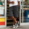Men’s Casual Drawstring Waist Relaxed Fit Multi Pocket Knee Length Shorts with and Patch for Everyday Wear