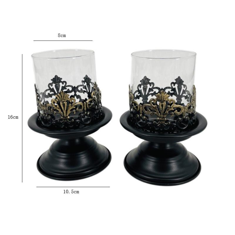 Set of 2 Vintage Metal Candle Holders Candle Stands Decorative Candle Holders for Wedding, Dining Table Decor Candle Holders (as the picture,As shown)